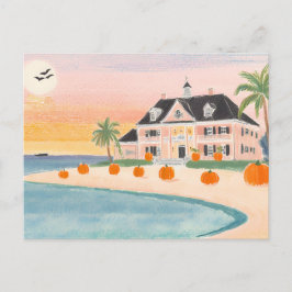 Posh Pink Beach House zu Halloween - Postkarte