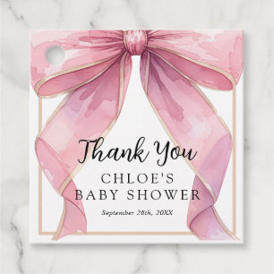 Posh Pink Coquette Bow Baby Dusche Geschenkanhänger