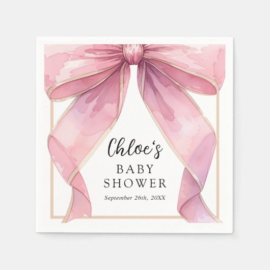 Posh Pink Coquette Bow Baby Dusche Serviette (Vorderseite)