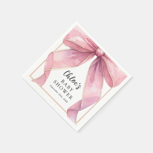 Posh Pink Coquette Bow Baby Dusche Serviette (Ecke)