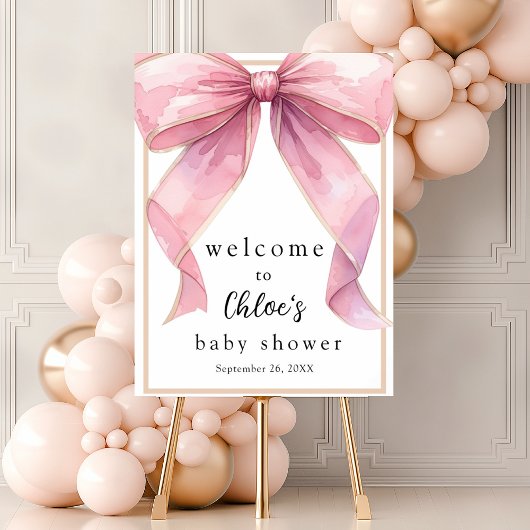 Posh Pink Coquette Bow Baby Dusche Willkommen Poster