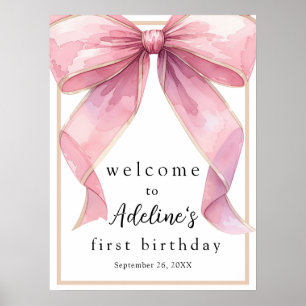 Posh Pink Coquette Bow Geburtstag Begrüßungszeiche Poster