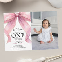 Posh Pink Foto Coquette Bow 1. Geburtstag