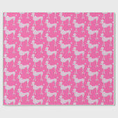 Posh Pink Poodle-Muster Geschenkpapier (Flach)