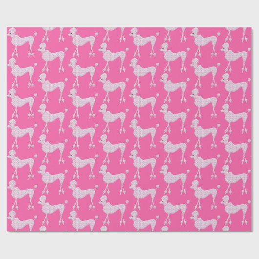 Posh Pink Poodle-Muster Geschenkpapier (Flach)