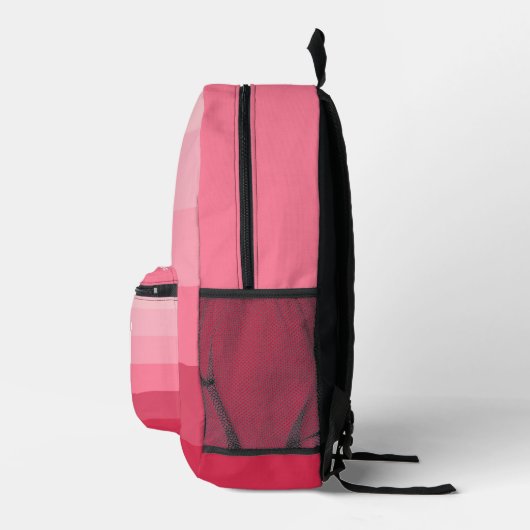 Posh Pink Retro Streifen glänzend - Riesiges Monog Bedruckter Rucksack (Rechts)