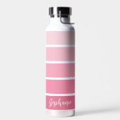 Posh Pink Retro Stripes Gradient - Skriptname Trinkflasche (Links)