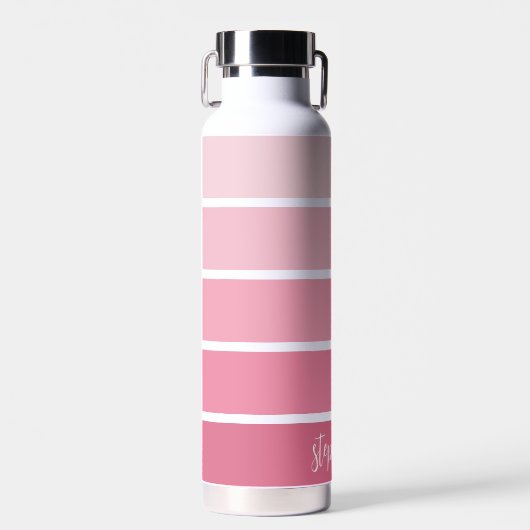 Posh Pink Retro Stripes Gradient - Skriptname Trinkflasche (Vorne)