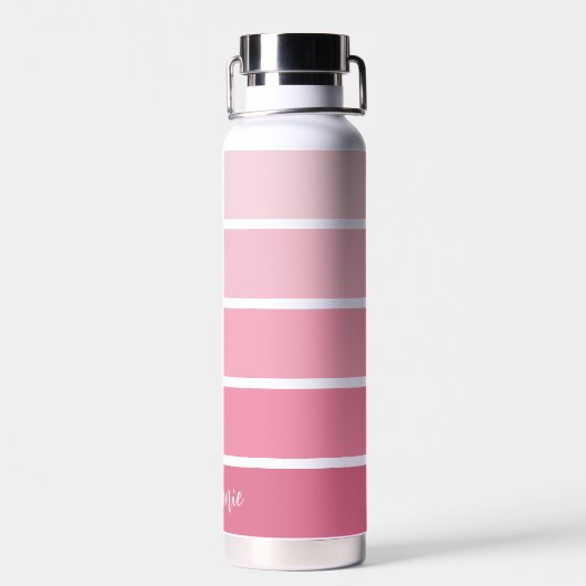 Posh Pink Retro Stripes Gradient - Skriptname Trinkflasche (Rückseite)
