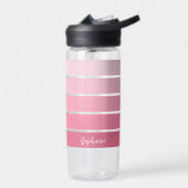 Posh Pink Retro Stripes Gradient - Skriptname Trinkflasche (Links)