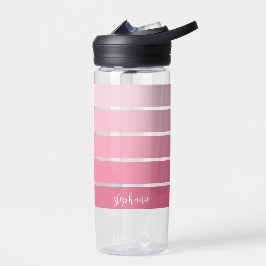 Posh Pink Retro Stripes Gradient - Skriptname Trinkflasche (Links)