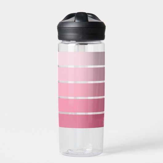 Posh Pink Retro Stripes Gradient - Skriptname Trinkflasche (Vorderseite)