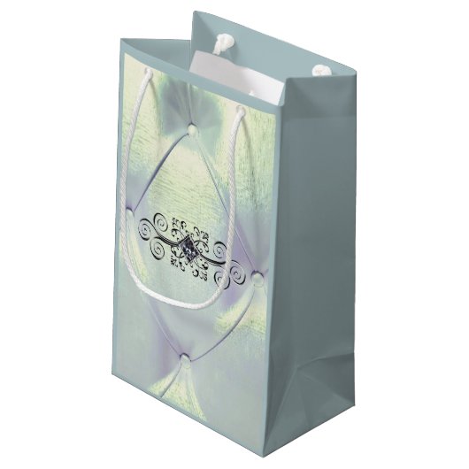 Posh pintuong Satin sieht blau silber aus Kleine Geschenktüte (Rückseite Schrägansicht)