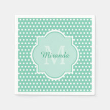 Posh Polka Dots Mint Green Monogram und Name