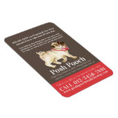 Posh pooch niedlicher Mops Hundelwanderservice Magnet (Rechte Seite)