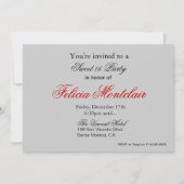 Posh Pures, High Heels und Lipstick 16 . Geburtsta Einladung (Rückseite)