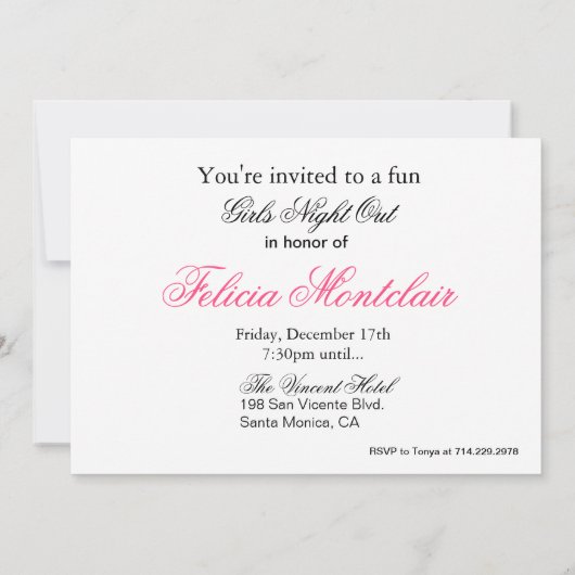 Posh Pures High Heels und Lipstick Girls Night Out Einladung (Rückseite)