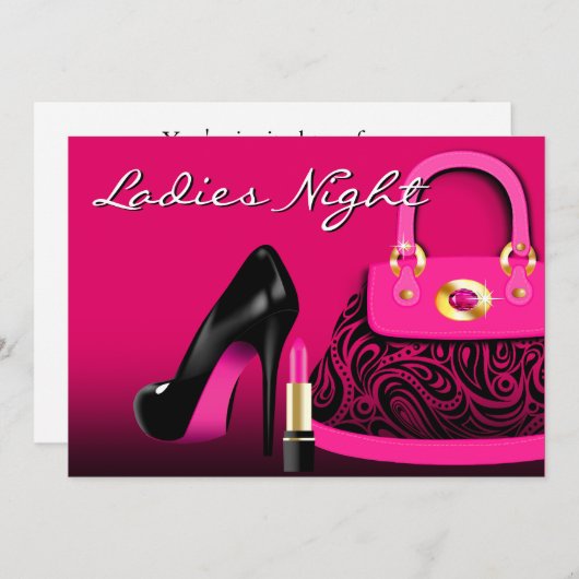 Posh Pures High Heels und Lipstick Ladys Night Einladung (Vorne/Hinten)