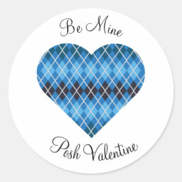 Posh Raute Dark Blue Big Heart Runder Aufkleber