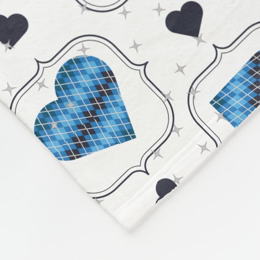 Posh Raute Dark Blue Hearts Fleecedecke (Ecke)