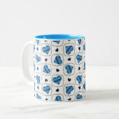 Posh Raute Dark Blue Hearts Zweifarbige Tasse (Vorderseite Links)