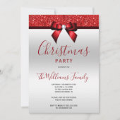 Posh Red Jewel Bow Weihnachtsgebäck Party Einladung (Vorderseite)