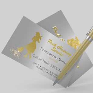 Posh Reinigungs-Service Metall-Stahl-Gold-Vorlage Visitenkarte