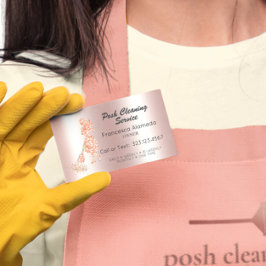 Posh Reinigungs-Service Metallic Pink Glitzer Haus Visitenkarte