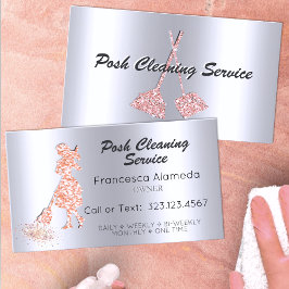 Posh Reinigungs-Service Metallische Silber Pink Gl Visitenkarte