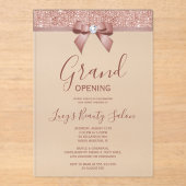 Posh Rose Gold Jewel Bow Grand Opening Acryleinladungen (Vorderseite)