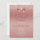 Posh Rose Gold Jewel Bow Grand Opening Einladung (Vorderseite)