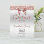 Posh Rose Gold Jewel Bow Weihnachtsfest Party Einladung (Stehend Vorderseite)