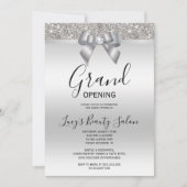 Posh Rose Silver Jewel Bow Grand Opening Einladung (Vorderseite)