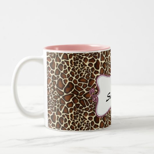 Posh schicke Leopardendrucke, rosa personalisiert Zweifarbige Tasse (Links)
