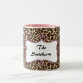 Posh schicke Leopardendrucke, rosa personalisiert Zweifarbige Tasse (Mittel)