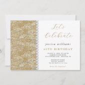 Posh Sequins & Diamonds Gold zum Geburtstag Einladung (Vorderseite)