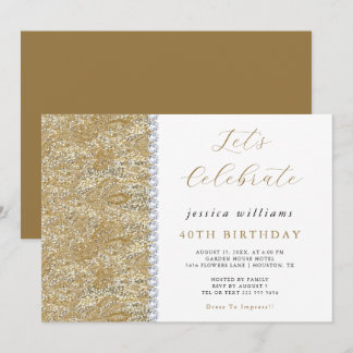Posh Sequins & Diamonds Gold zum Geburtstag Einladung