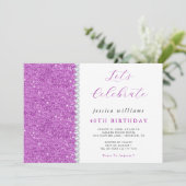Posh Sequins & Diamonds Lila zum Geburtstag Einladung (Stehend Vorderseite)