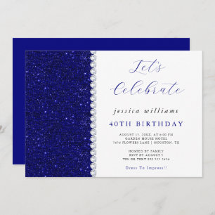 Posh Sequins & Diamonds Navy zum Geburtstag Einladung