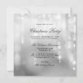Posh Silver Lights Bokeh Weihnachten Einladung (Vorderseite)