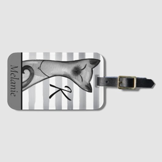 Posh Snooty Cat Personalisiert gestrichen Gepäckanhänger (Vorderseite (Horizontal))