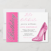 Posh Stiletto & Diamonds Pink Birthday Einladung (Vorderseite)