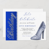 Posh Stiletto & Diamonds Royal Blue Einladung (Vorne/Hinten)