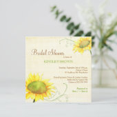 Posh Sunflowers & Wirbel Brautparty Einladung (Stehend Vorderseite)