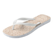 Posh Tan Damask Muster Monogram mit Name Badesandalen (Schrägansicht)