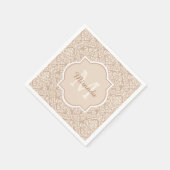 Posh Tan Damask Muster Monogram mit Name Serviette (Ecke)