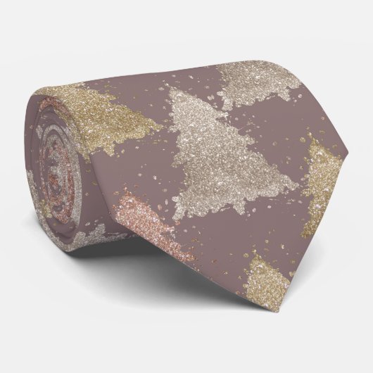 Posh Tree Pattern | Champagne Taupe Weihnachten Krawatte (Gerollt)