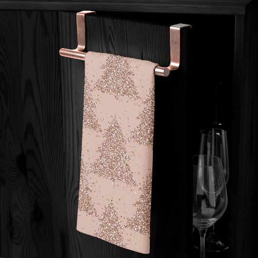 Posh Tree Pattern | Glam Rose Gold Blush Weihnacht Geschirrtuch