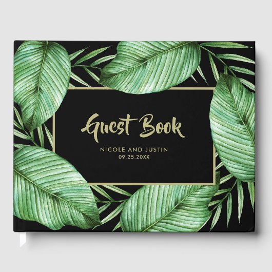Posh Tropical Vibe Wedding Gästebuch (Vorderseite)