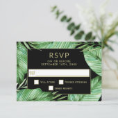 Posh Tropical Vibe Wedding RSVP Karte (Stehend Vorderseite)